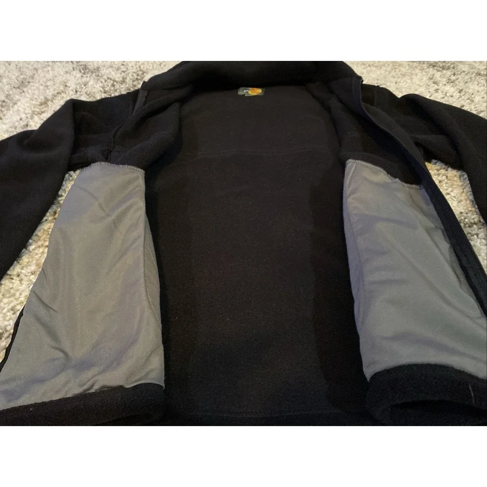 Bass‎ Pro Shops Mens Fleece Jacket Black Full Zip Outdoor Mock Neck Small